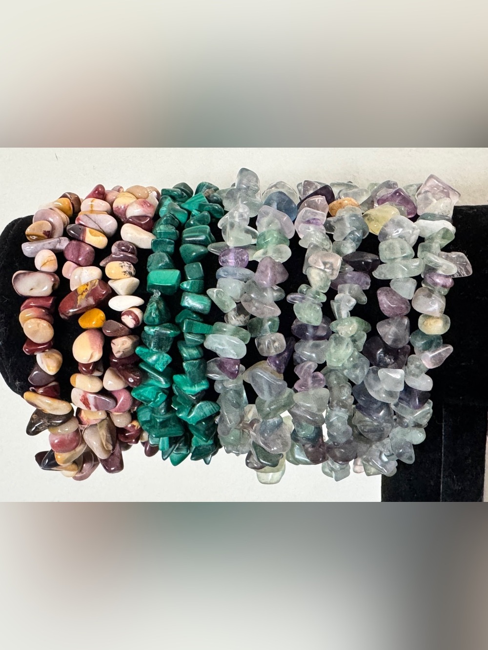 Hand Crafted Natural Gemstone Chip Stacking Bracelets - Picture 3 of 15